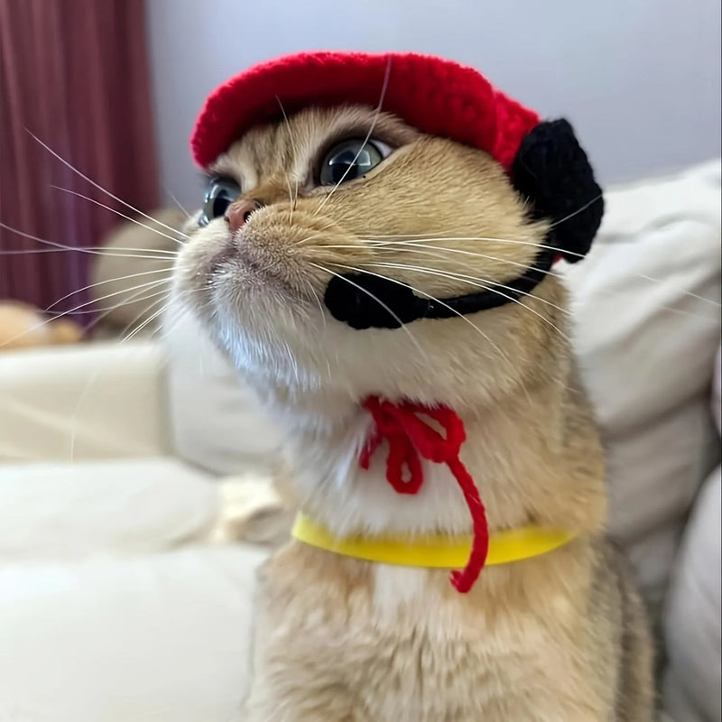 Cat Chef Hat pet accessory for cats and dogs handmade knitted cotton sweater clothing suitable for small to medium pets birthday party costume dress up