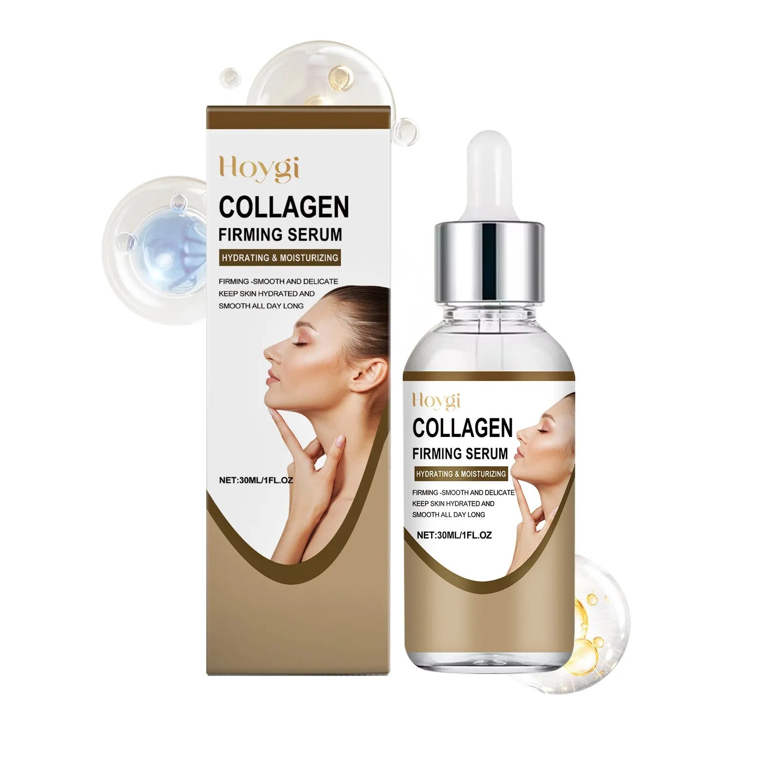 Collagen Firming Care Solution 30ml serum bottle measuring 2.8 x 2.8 x 10.3 cm