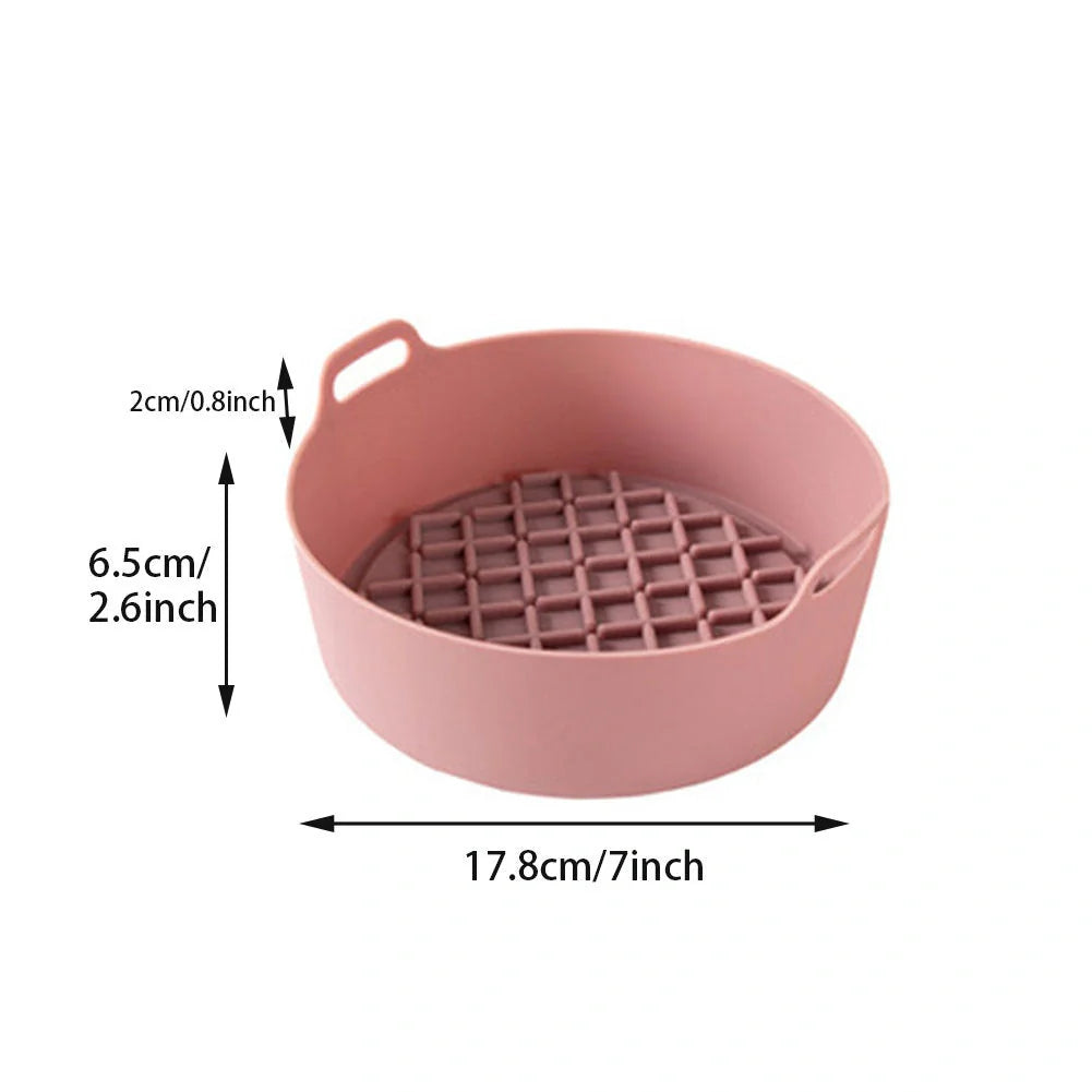 Reusable silicone air fryer pot liners in various colours and sizes