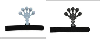 Black and grey silicone 5-finger rehabilitation hand trainer for adult fitness and strength training