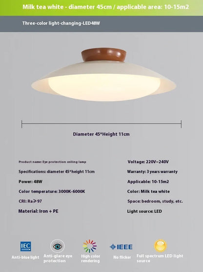 Flying saucer ceiling lamp in cream style with iron shade, available in 25cm or 45cm diameter and six colours