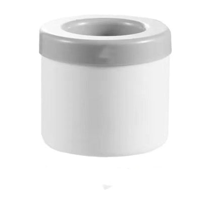 Blue-green silicone ice bucket mould with lid showing 9cm diameter and 8cm height dimensions