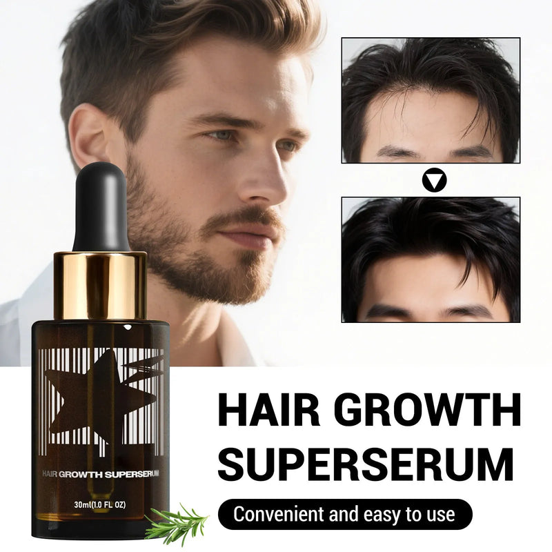 Lightning Star Hair Care Men's Dense Hair Treatment Oil 30ml white hair oil for strengthening and thickening hair with men's hair essence formula in convenient liquid dropper application