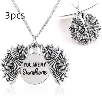 A stunning sunflower pendant necklace with an adjustable chain, crafted from high-quality materials for a radiant and versatile accessory.