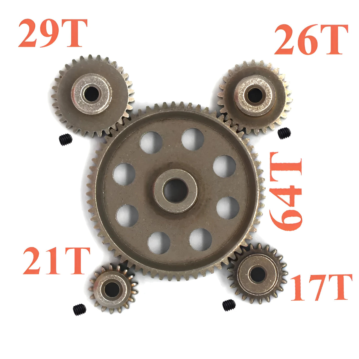 Metal tram motor gear set for HSP Unlimited 110 with 64T gear and pinion options