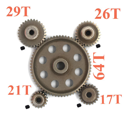Metal tram motor gear set for HSP Unlimited 110 with 64T gear and pinion options