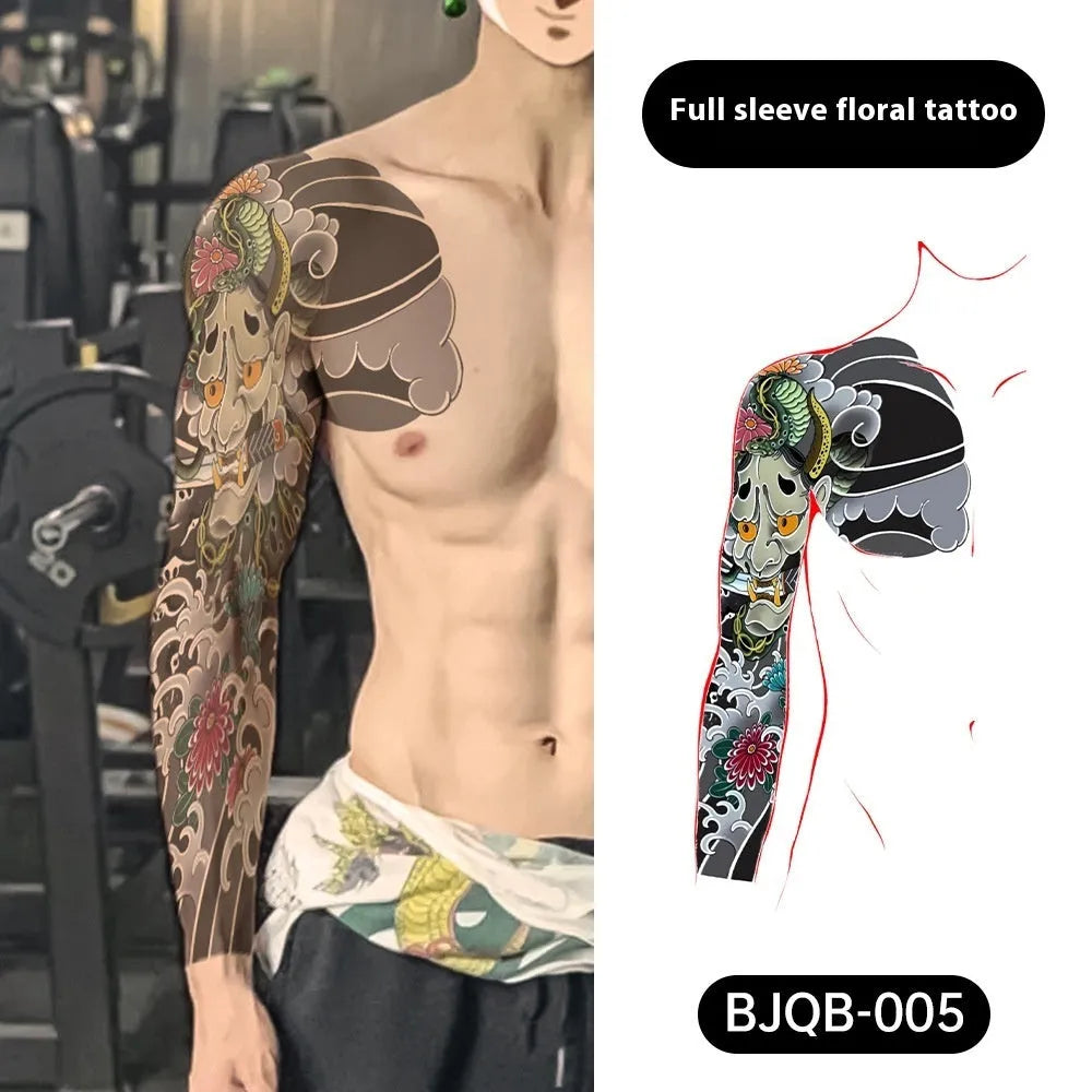 Retro traditional simulation flower arm body sticker sheet, 520mm x 370mm, transfer printing, BJQB pattern options