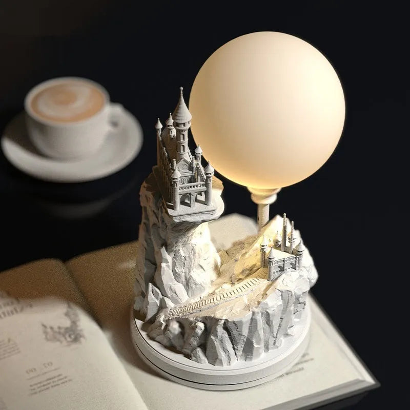 White composite gypsum table lamp with wire control switch for bedroom use