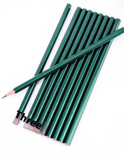 Green Rod hexagonal wooden pencils with HB and 2B graphite grades in set of 10