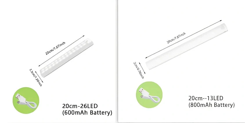 Wireless LED motion sensor night light with magnetic mounting in various sizes