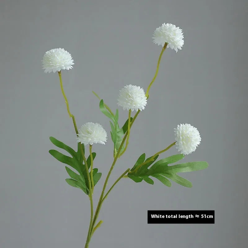Five-head white dandelion chrysanthemum silk artificial flower bouquet arrangement
