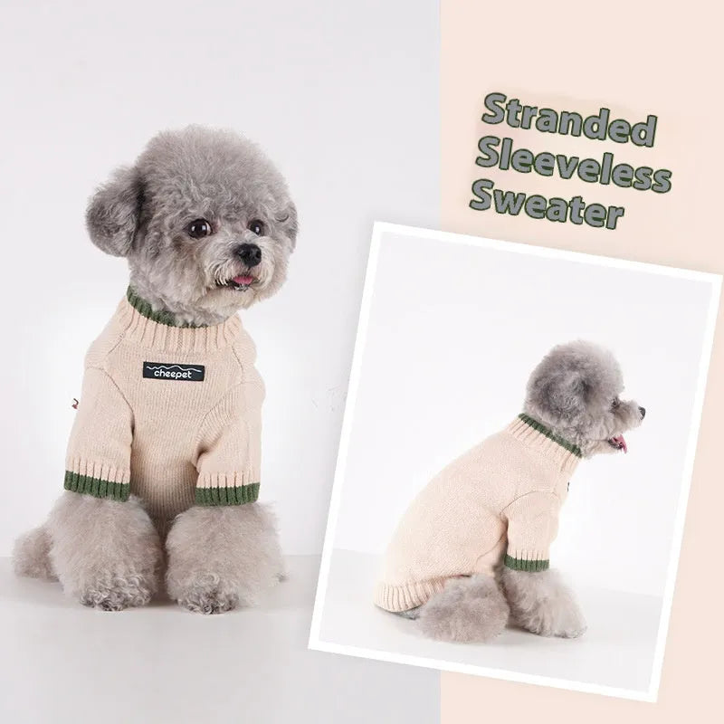 British style wool pet sweater with contrast colour two-leg design for dogs and cats