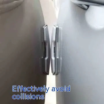 Four black plastic silicone car door edge bumper strips for vehicle protection.