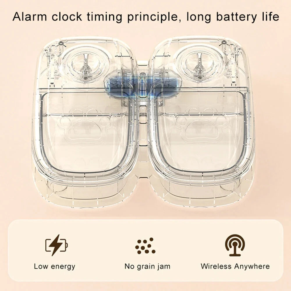 Automatic pet feeder with gravity-powered food and water dispensing system for cats and dogs