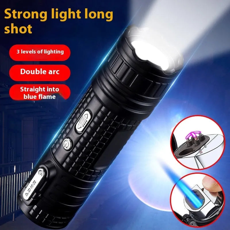 TH727 aluminium alloy waterproof flashlight lighter in camouflage colour, showing compact cylindrical design.