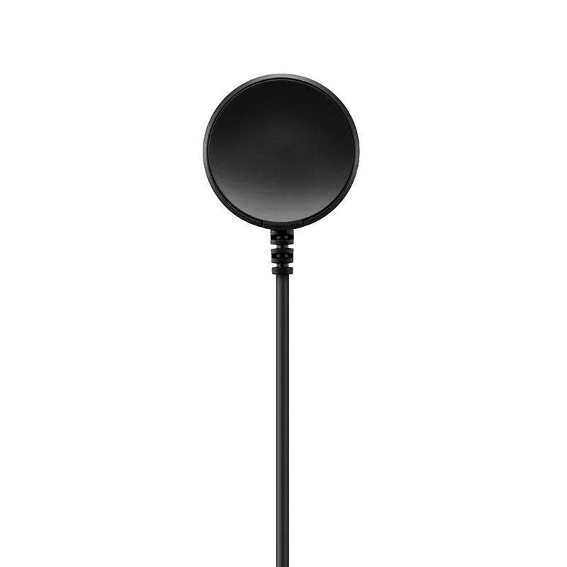 Black plastic USB watch charger with magnetic surface for smartwatches measuring 34mm wide