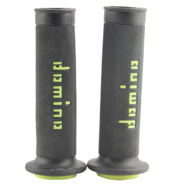 Pair of non-slip rubber motorcycle handle grips for 22mm or 24mm bars in multiple colour options.