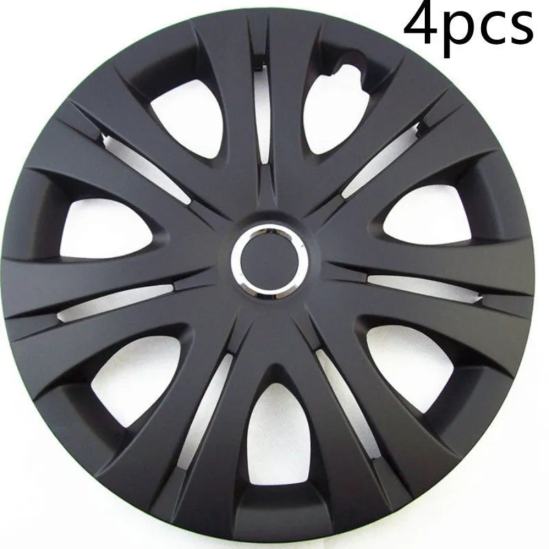 Set of four monochrome wheel hub covers in ABS plastic for universal vehicle fit