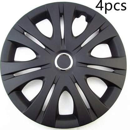 Set of four monochrome wheel hub covers in ABS plastic for universal vehicle fit
