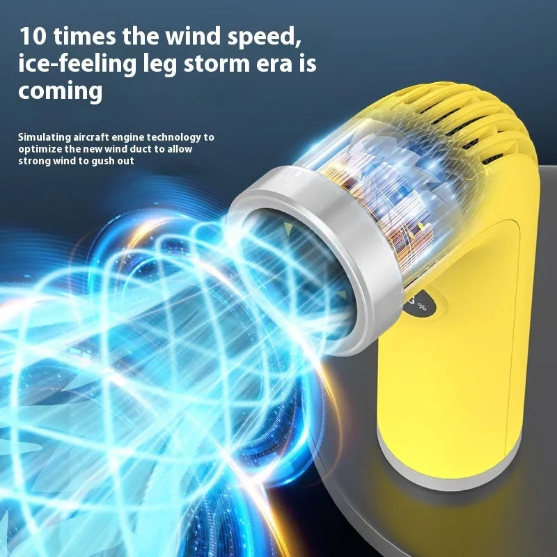 Bladeless portable fan in apricot colour with lithium battery, 15cm diameter, low noise 36dB(A) operation