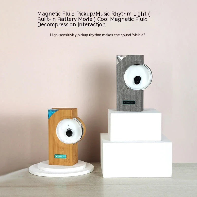 Mesmerizing ferrofluid speaker with dancing magnetic fluid that responds to music rhythms, creating a captivating visual display.