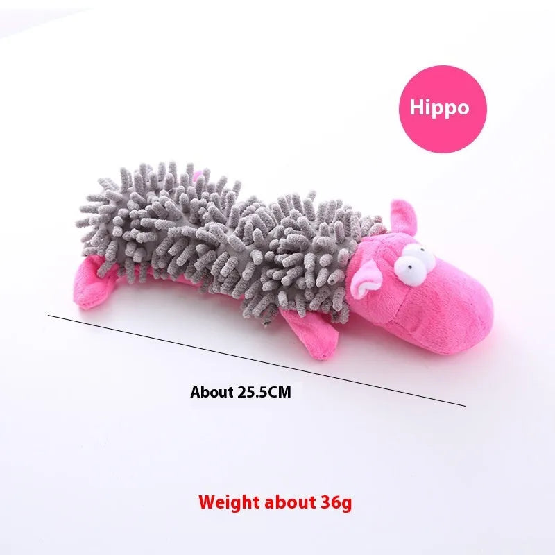 Brown dog design plush horse molar shaped dog chew toy with soft microfiber material