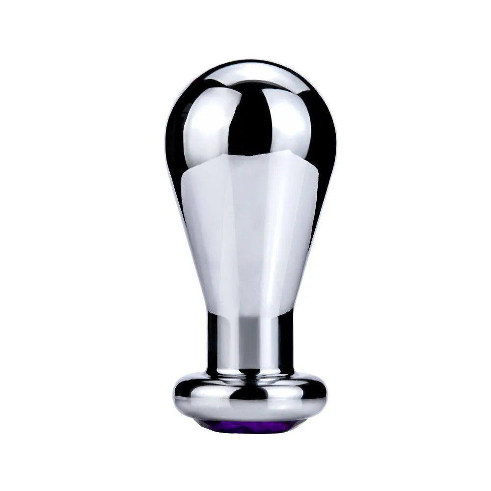 Silver aluminium alloy metal bulb butt plug for anal stretching in three sizes