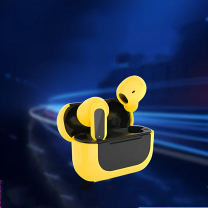 Jerry cartoon wireless Bluetooth headphones in black, white, and yellow colours with in-ear design