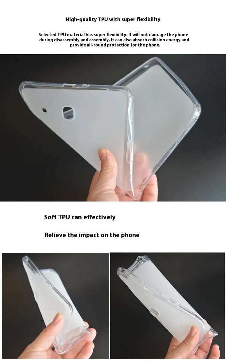 Clear transparent white ultra-thin silicone tablet protective case on a tablet