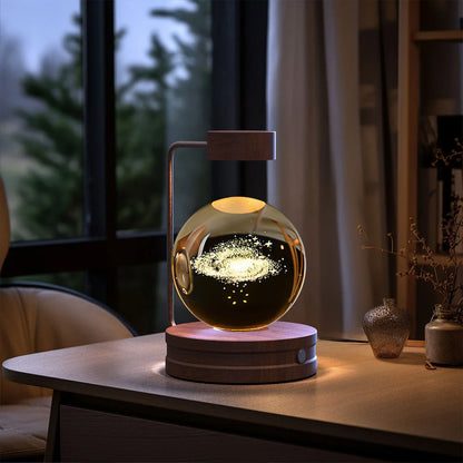 Crystal Ball Cosmic Dinosaur Indoor Night Light with USB Power and Warm Bedside Lighting