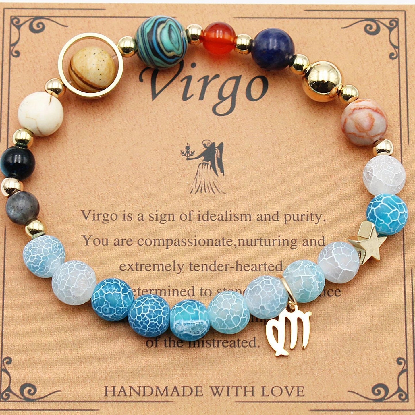 Handcrafted zodiac bracelets with natural stone beads and constellation designs