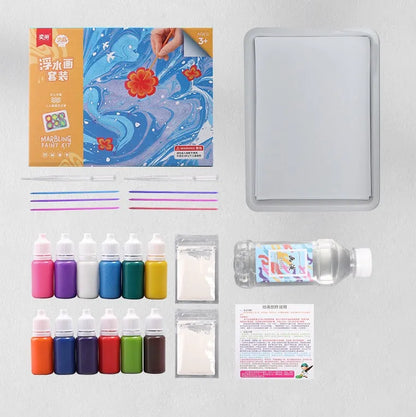 Hand painted doodle educational toys floating painting art set with pigment tubes and drawing paper