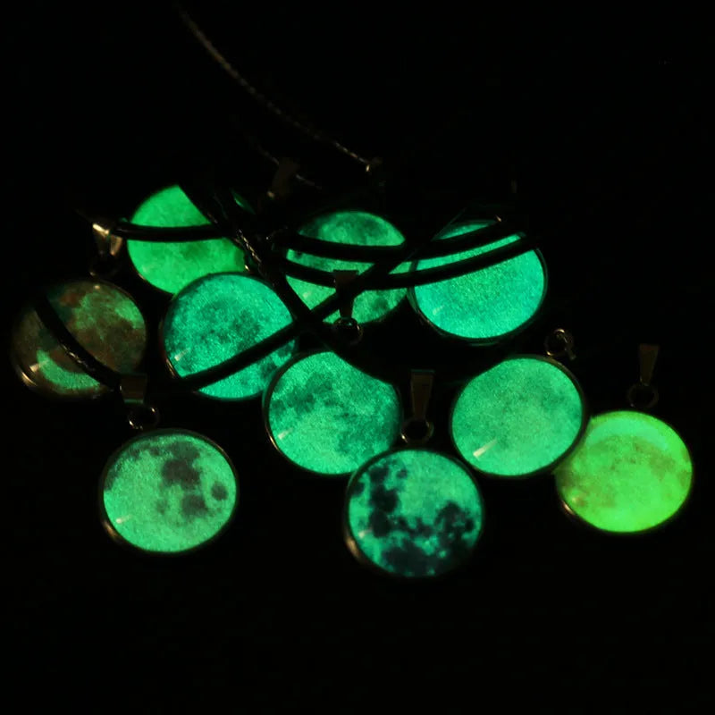 Time Stone luminous alloy necklace with constellation pendant and adjustable chain in various colours