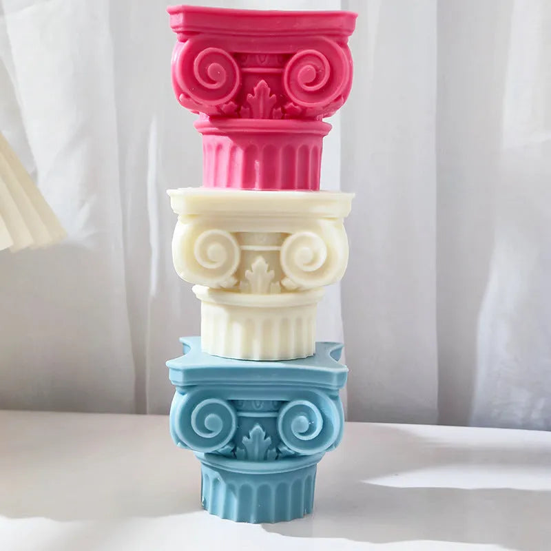 Roman pillar candle silicone mould for candles, cake, chocolate, and plaster crafts