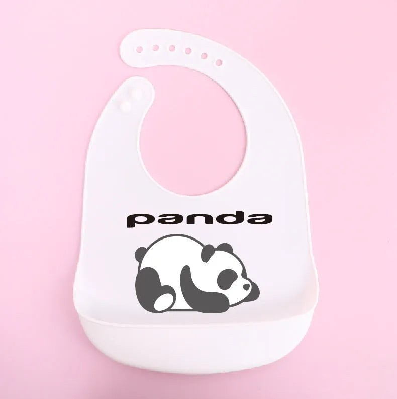 Silicone baby bib with cartoon print, waterproof and antifouling, for ages 0-6 years