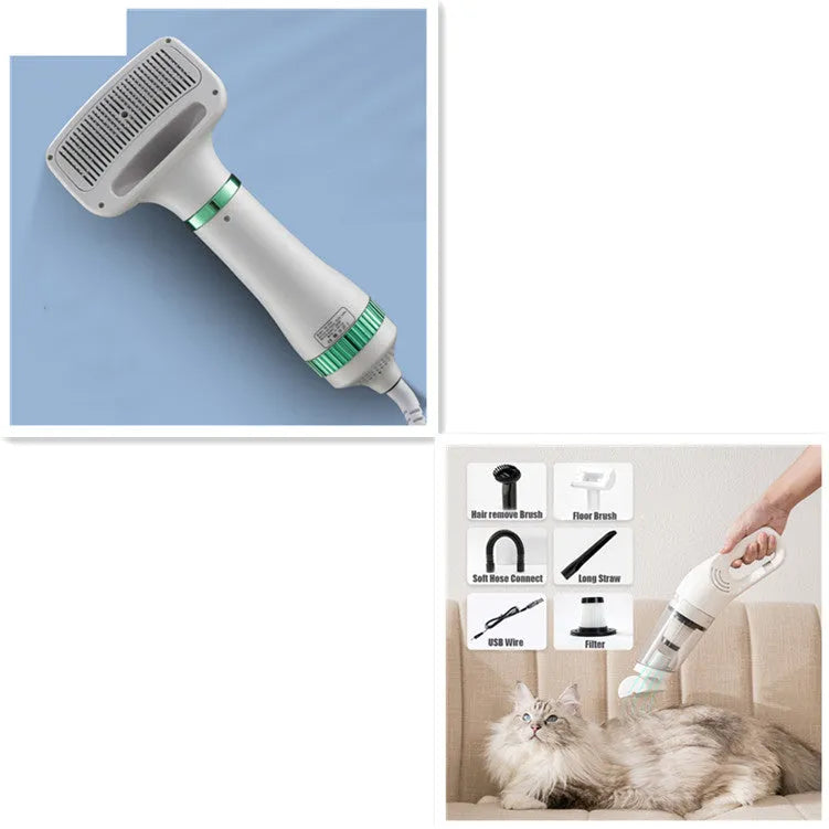 Household dog teddy pet hair dryer grooming tool with adjustable airflow settings and one-key hair removal feature