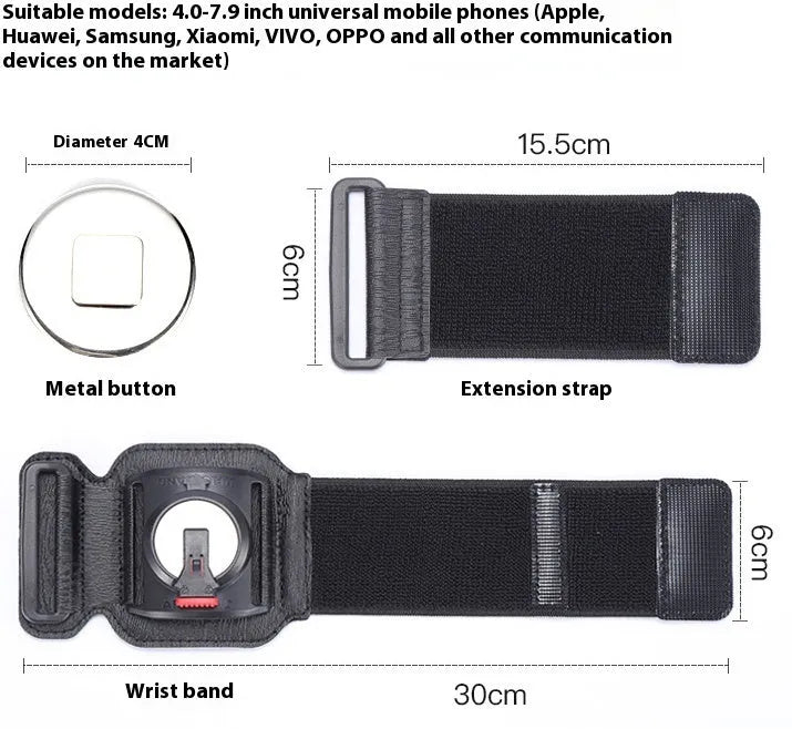 Black mobile phone arm bag for takeaway driving and running with wrist strap