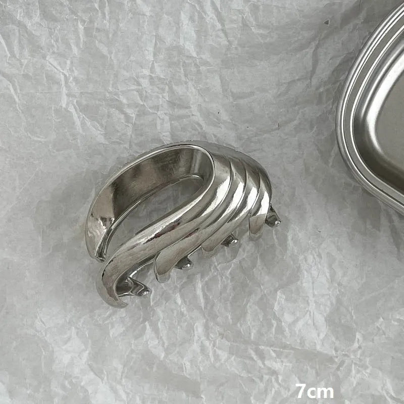 Silver metal hair claw barrette example from a range of 44 Korean-style designs.