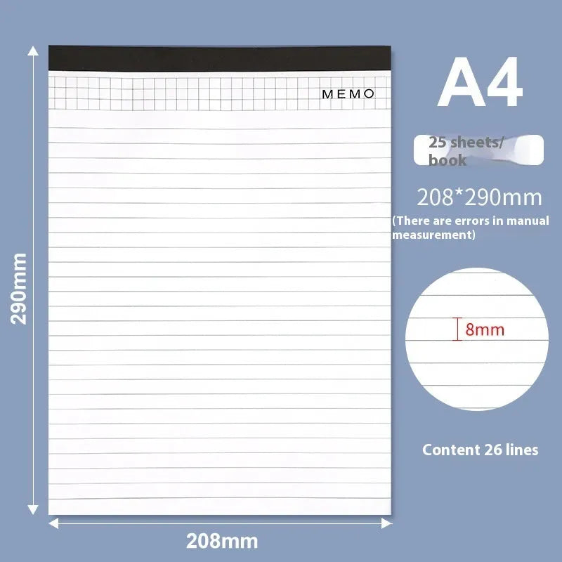 A4 tearable notebook showing grid paper pages and wireless adhesive binding for clean sheet removal