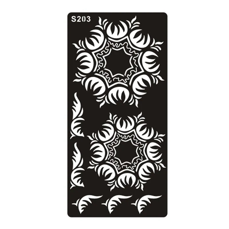 Hollow geometric tattoo template sticker on water transfer paper, Southeast Asian style design.