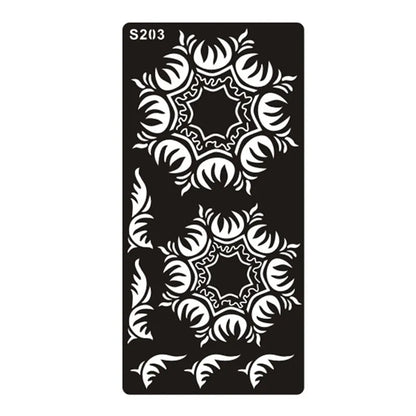 Hollow geometric tattoo template sticker on water transfer paper, Southeast Asian style design.