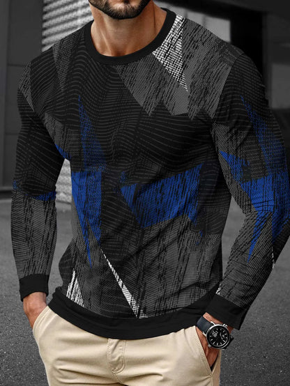 Man wearing a long sleeve milk silk pullover in a round neck, Young Casual style.
