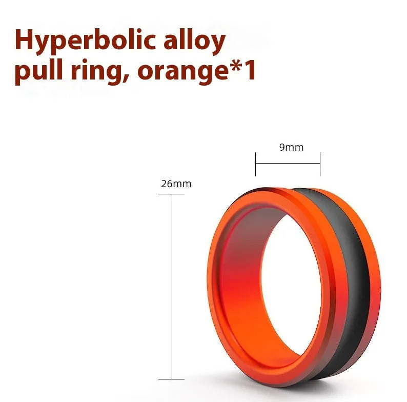 Orange and silver alloy fishing hand guard with non-slip pull loop