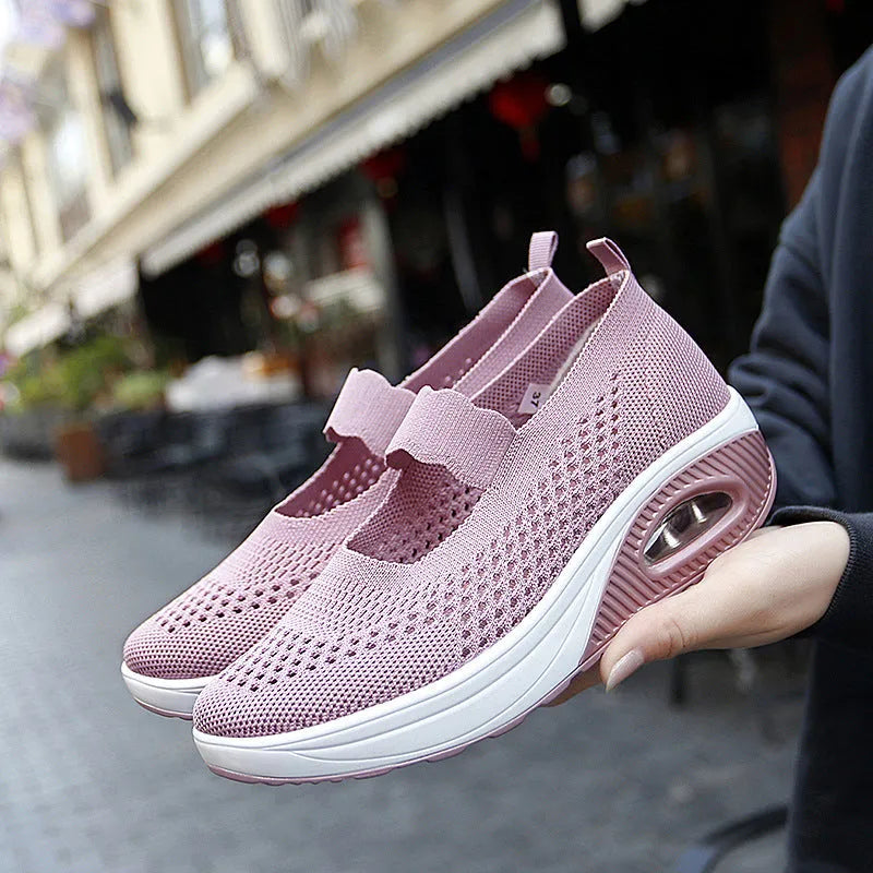 Women's slip-on mesh shoes casual round toe low heel flat shoes summer spring autumn winter wear black beige pink colour sewing thread detail low cut loafers easy on off footwear 35 to 43 size range
