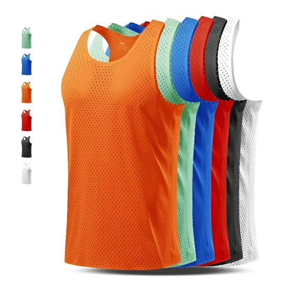 Men's solid colour sleeveless sports vest in polyester, shown in B14 Green.