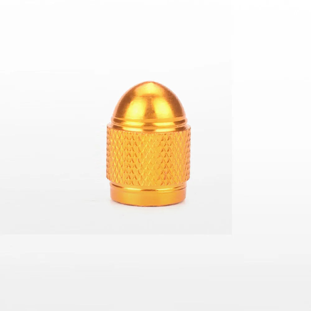 Aluminium alloy bicycle tyre valve cap in a selection of colours for Schrader valves.