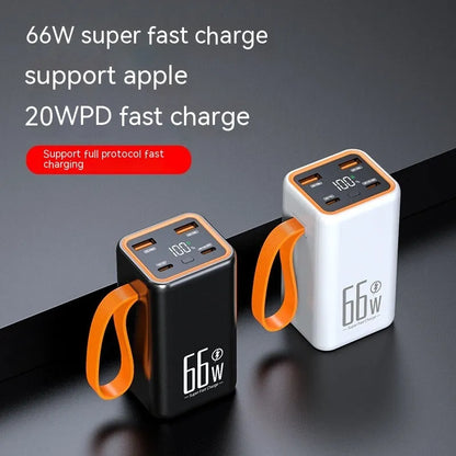 Black and white PD66W fast charge 20000mAh power bank showing creative design.