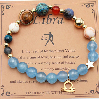 Handcrafted zodiac bracelets with natural stone beads and constellation designs