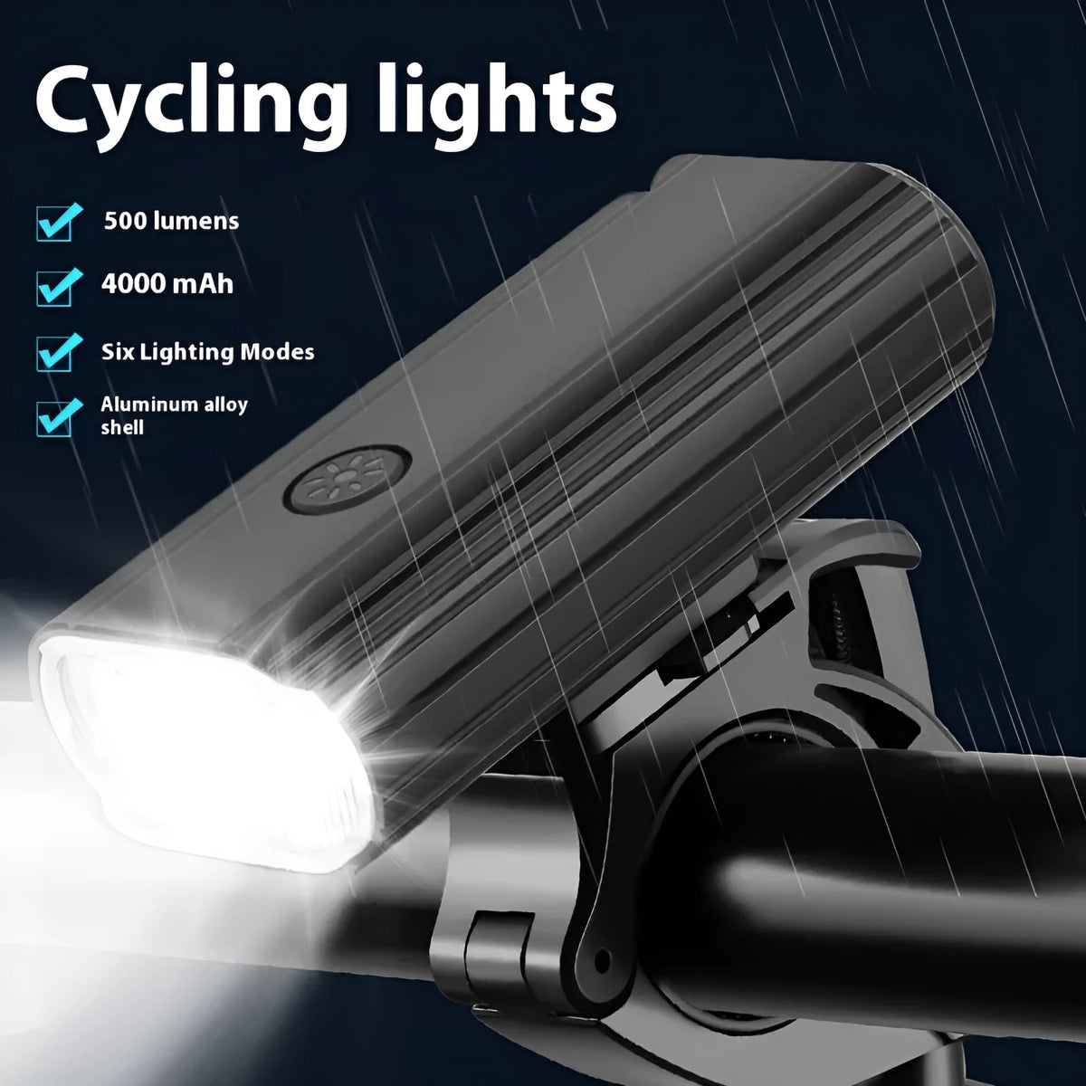 Aluminium alloy bicycle headlight with USB Type-C charging port and quick release mounting base