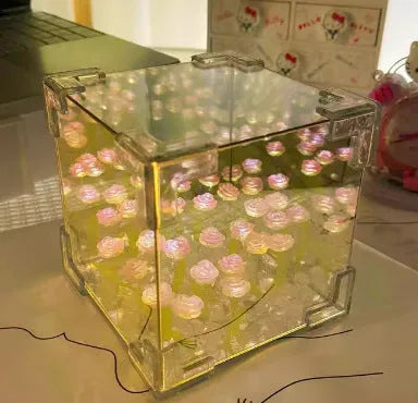 DIY tulip flower night light material pack showing mirror finish components in multiple colours